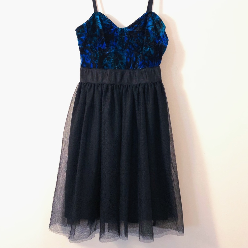 Garage Velvet & Tulle Skater Mini Dress NWOT